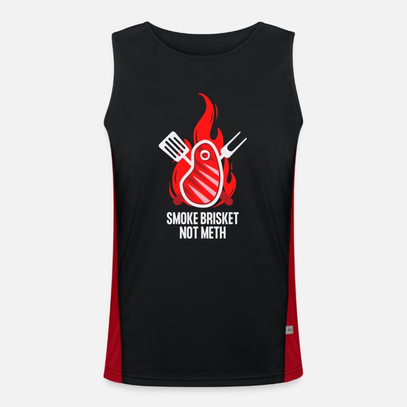 SMOKE BRISKET NOT METH Men's Functional Contrast Tank Top 