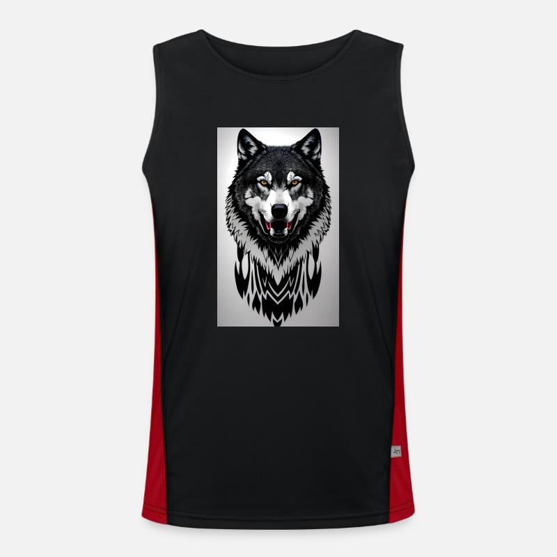 Wolf Funktionelles Kontrast-Tank Top für Männer 