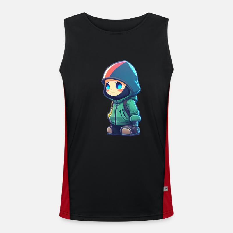 Cool cartoon hacker Men's Functional Contrast Tank Top 