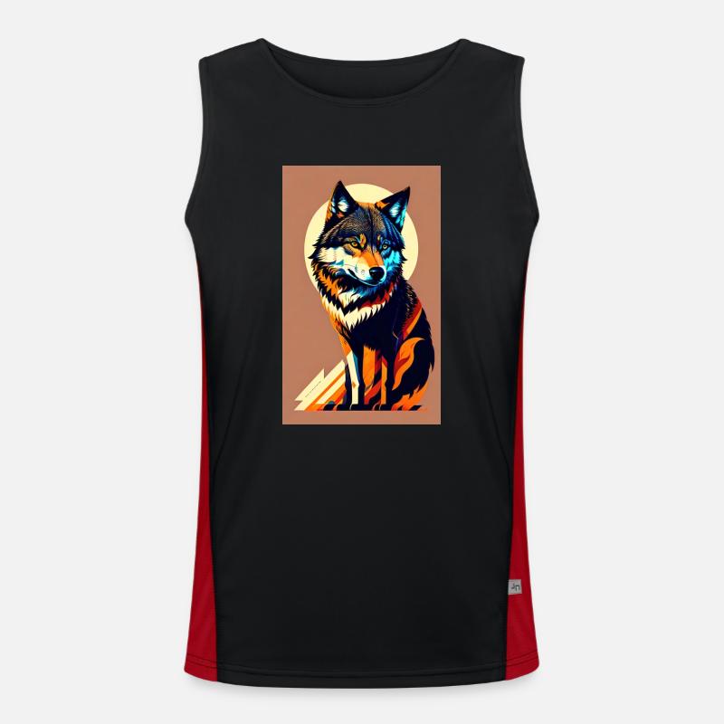 Wolf | Predator | Dog | Mystical Men's Functional Contrast Tank Top 