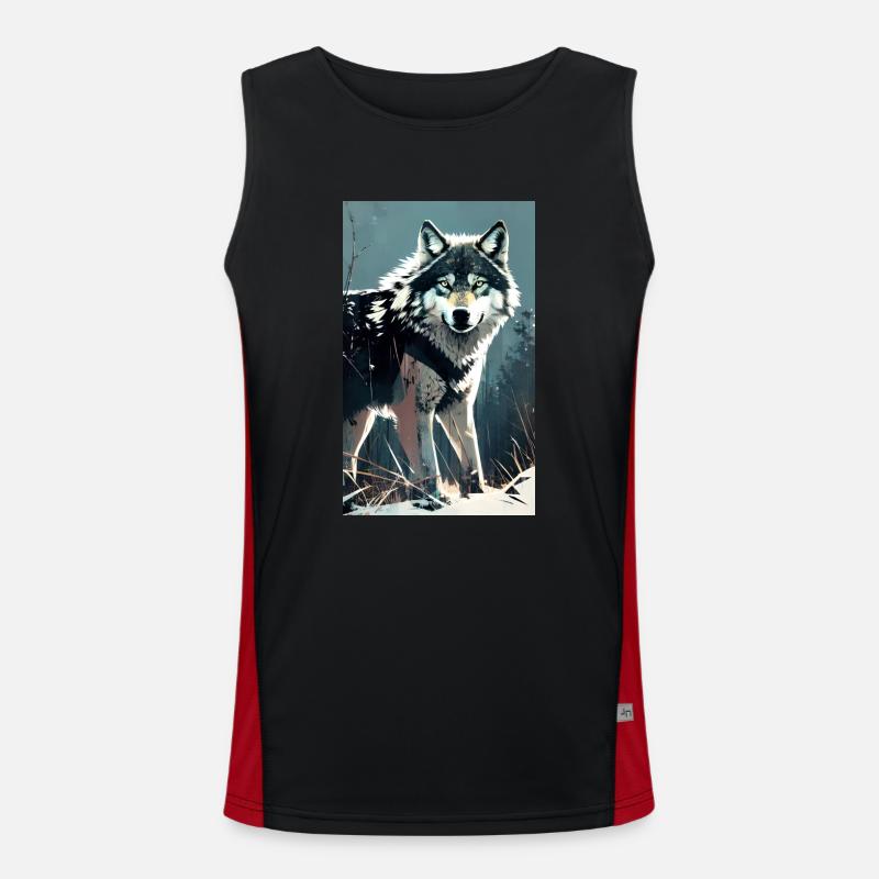 Wolf | Predator | Dog | Mystical Men's Functional Contrast Tank Top 