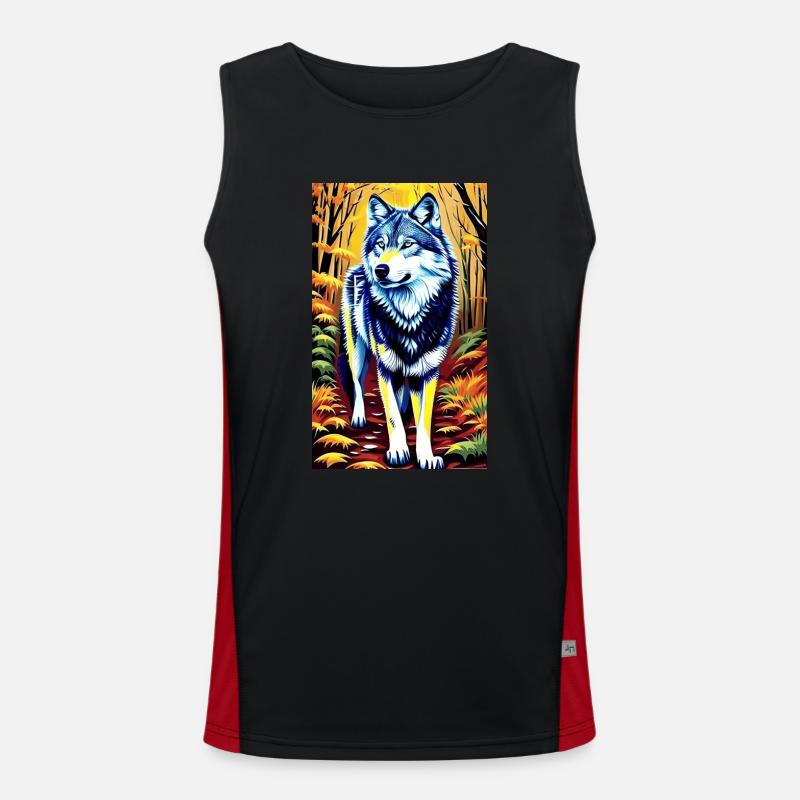 Wolf | Raubtier | Hund | Mystisch Funktionelles Kontrast-Tank Top für Männer 