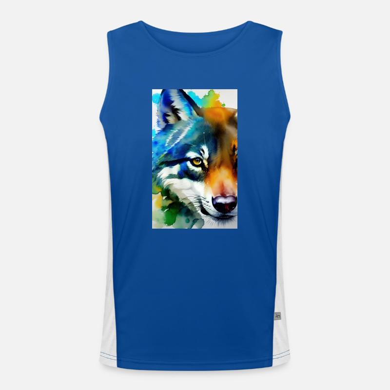 Wolf | Raubtier | Hund | Mystisch Funktionelles Kontrast-Tank Top für Männer 