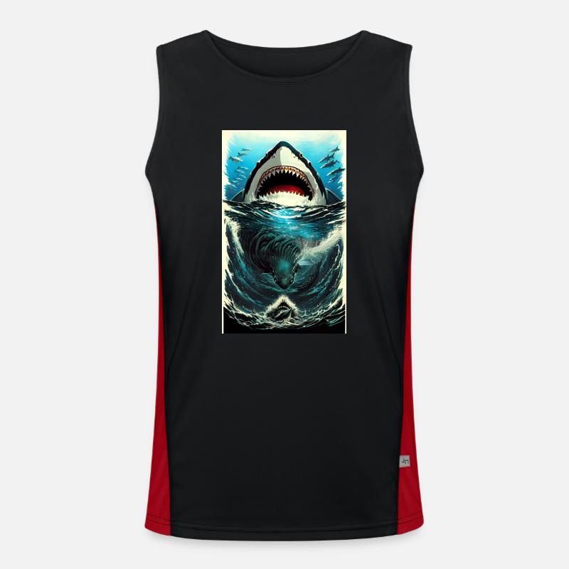 Requin | Grand requin blanc | Créature marine | Poisson Débardeur respirant contrasté Homme 