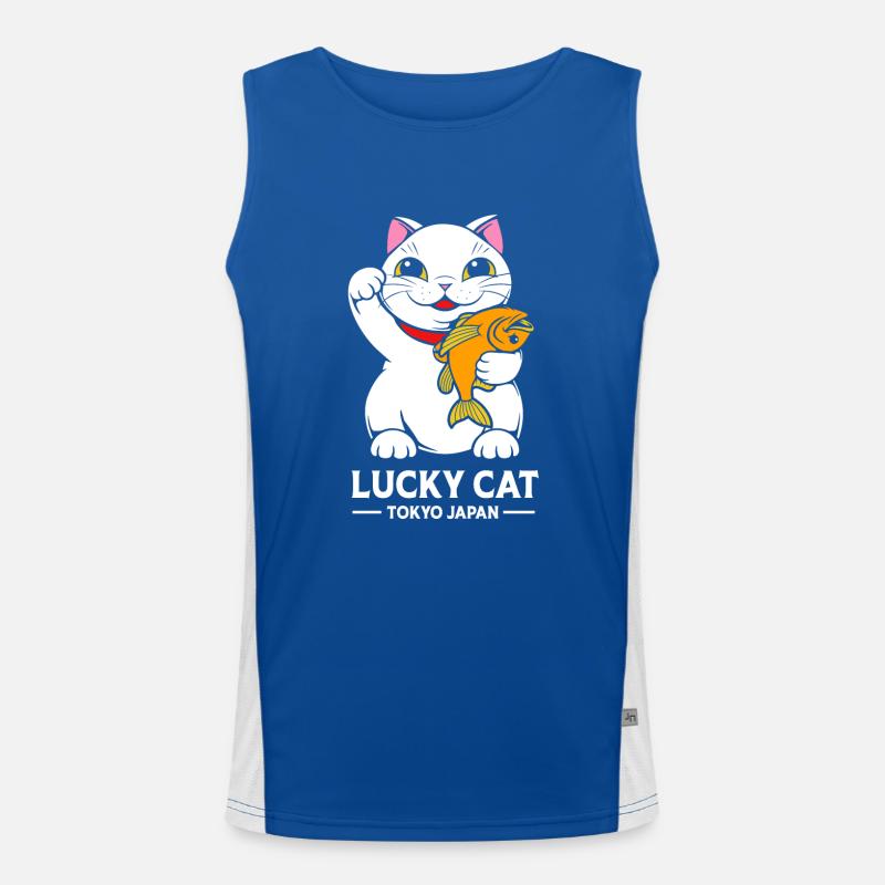 Maneki Neko Japan Glücksbringer Funktionelles Kontrast-Tank Top für Männer 
