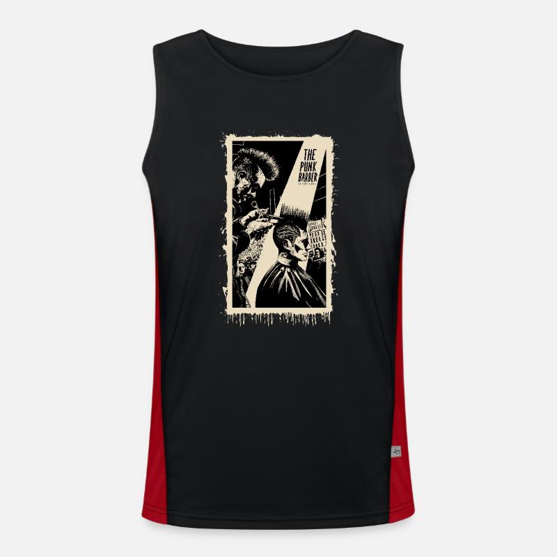Punk barber sharp cuts - Men's Functional Contrast Tank Top - black/red