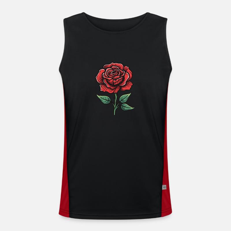 Rose Blume Liebe Funktionelles Kontrast-Tank Top für Männer 