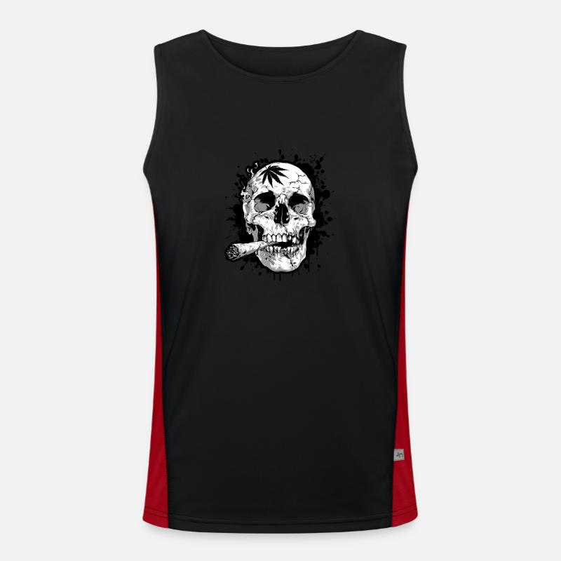 Skull joint cannabis symbol - Men's Functional Contrast Tank Top  - black/red