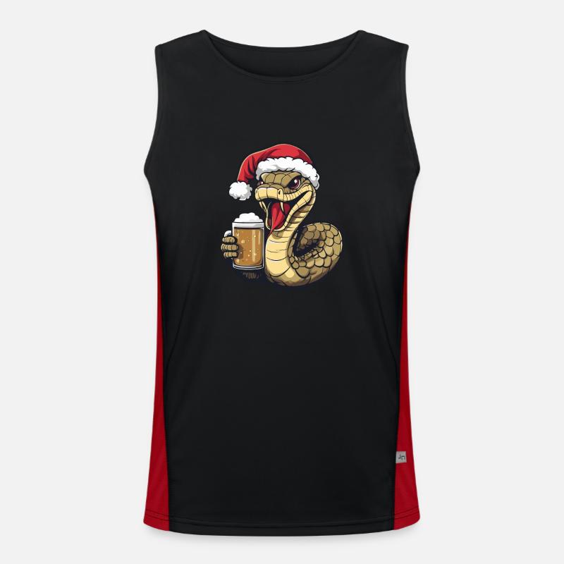 Snake Cobra Bière de Noël Drôle Débardeur respirant contrasté Homme 