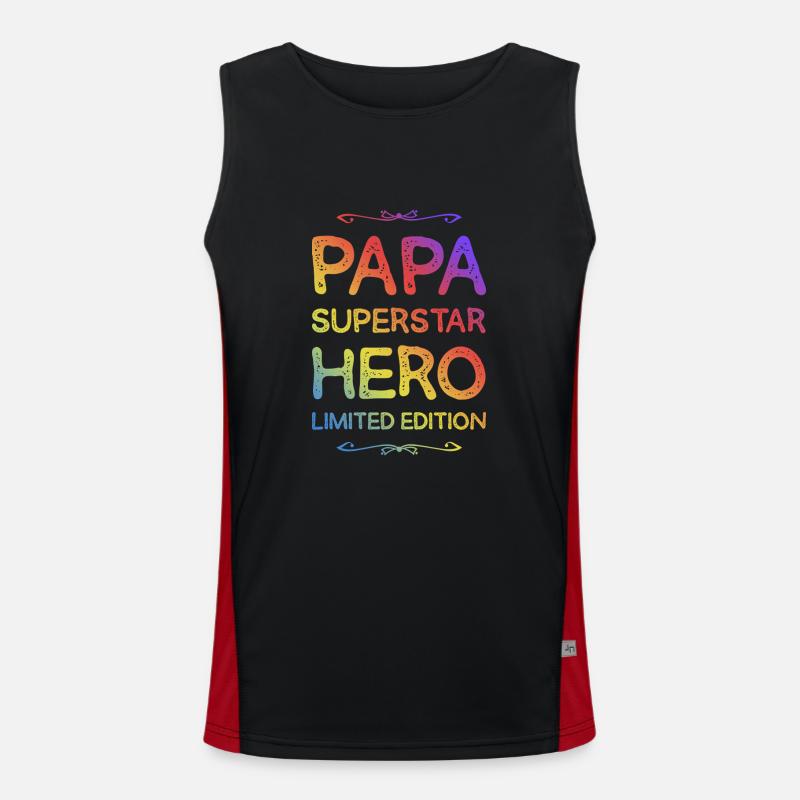 Bester Papa Held Spruch Dad Vatertag Funktionelles Kontrast-Tank Top für Männer 