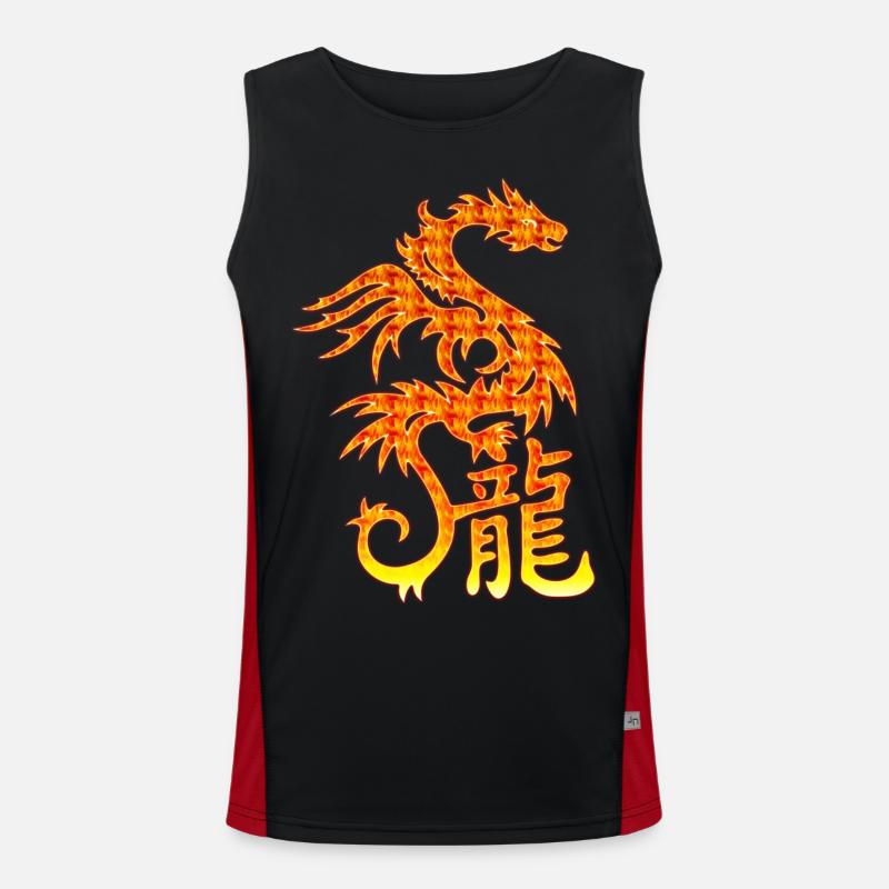 Dragon de Feu avec les caractères chinois Débardeur respirant contrasté Homme 