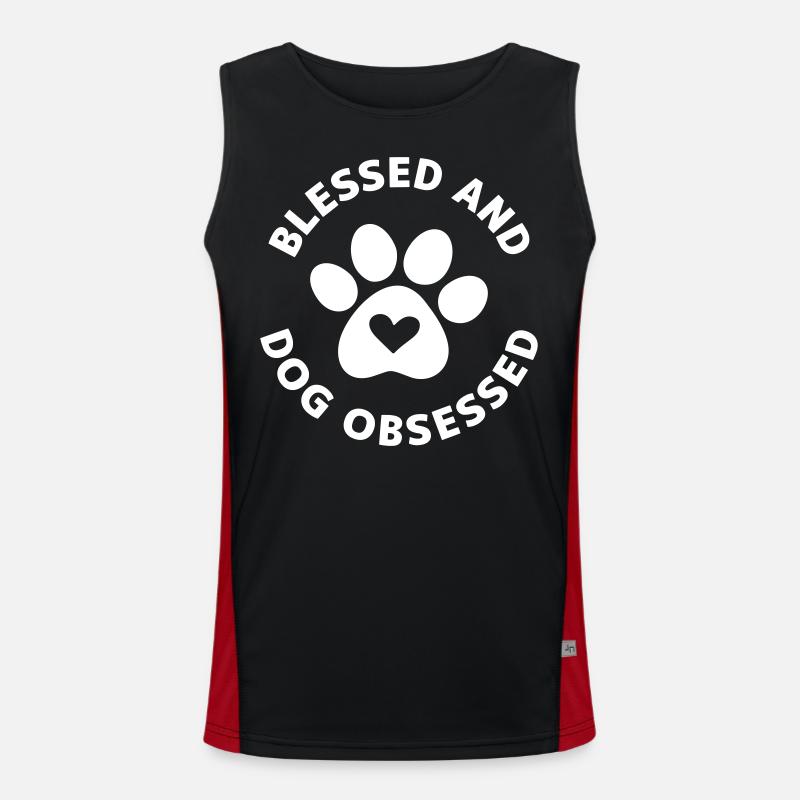 Gesegnet und Hundebesessen Funktionelles Kontrast-Tank Top für Männer 