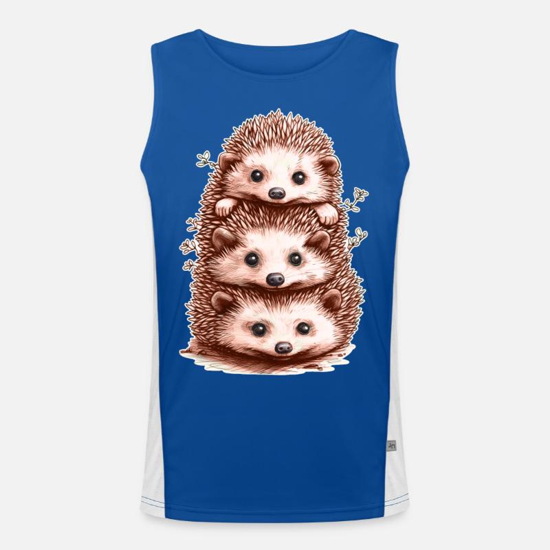 Funny Hedgehogs Men's Functional Contrast Tank Top 