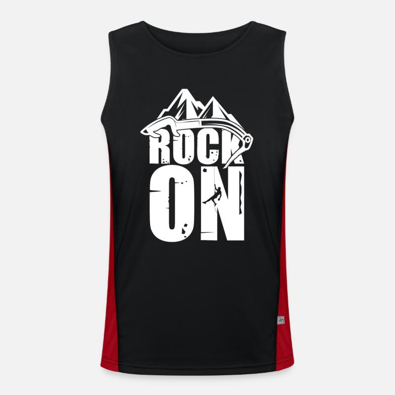 Rock On Mountain Climbing Boulder Kletterer Funktionelles Kontrast-Tank Top für Männer 