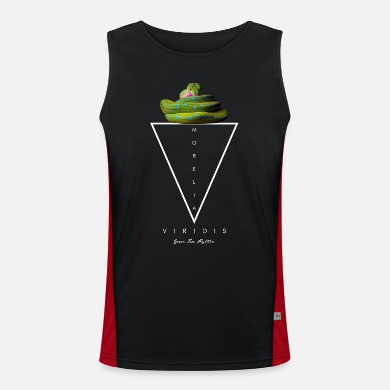 Green Tree Python Modern Geometric - Men's Functional Contrast Tank Top  - black/red