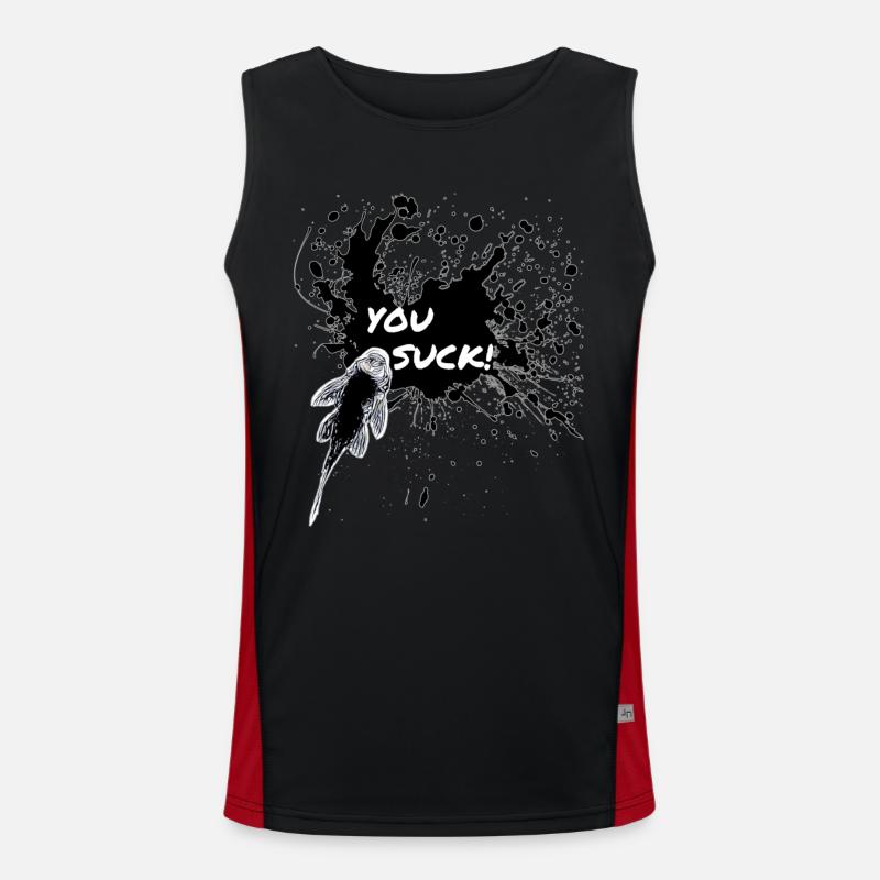 You Suck Pleco Keeper Sucker Fish Design Men's Functional Contrast Tank Top 