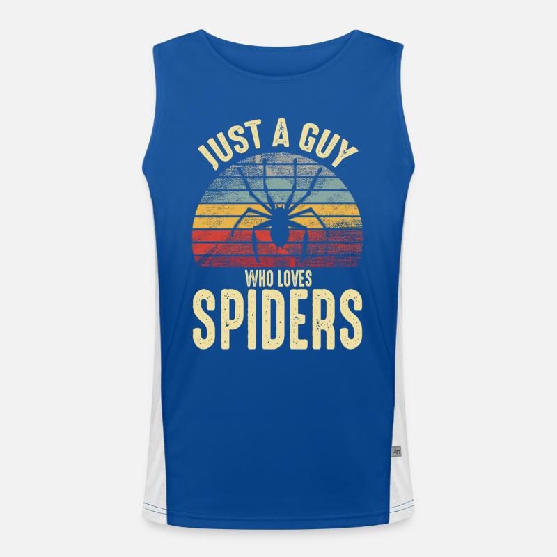 Just A Guy Who Loves Spiders Retro Vintage Spider Men's Functional Contrast Tank Top 