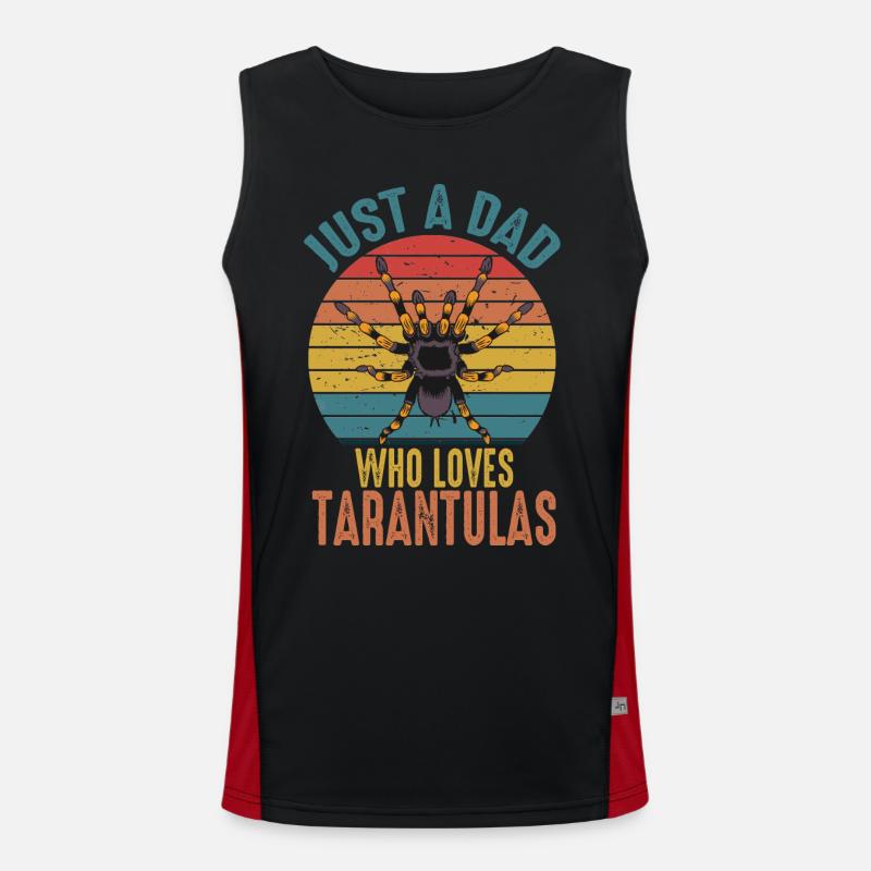 Just A Dad Who Loves Tarantulas Retro Spider Men's Functional Contrast Tank Top 