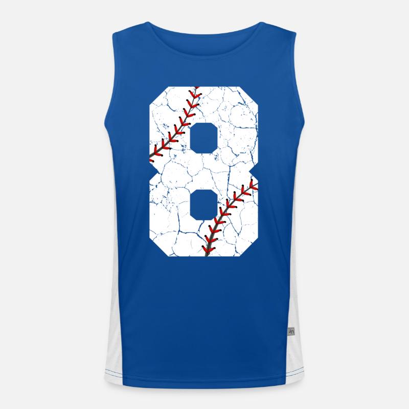 Kids 8th Birthday Baseball Player 8 Years Old Men's Functional Contrast Tank Top 