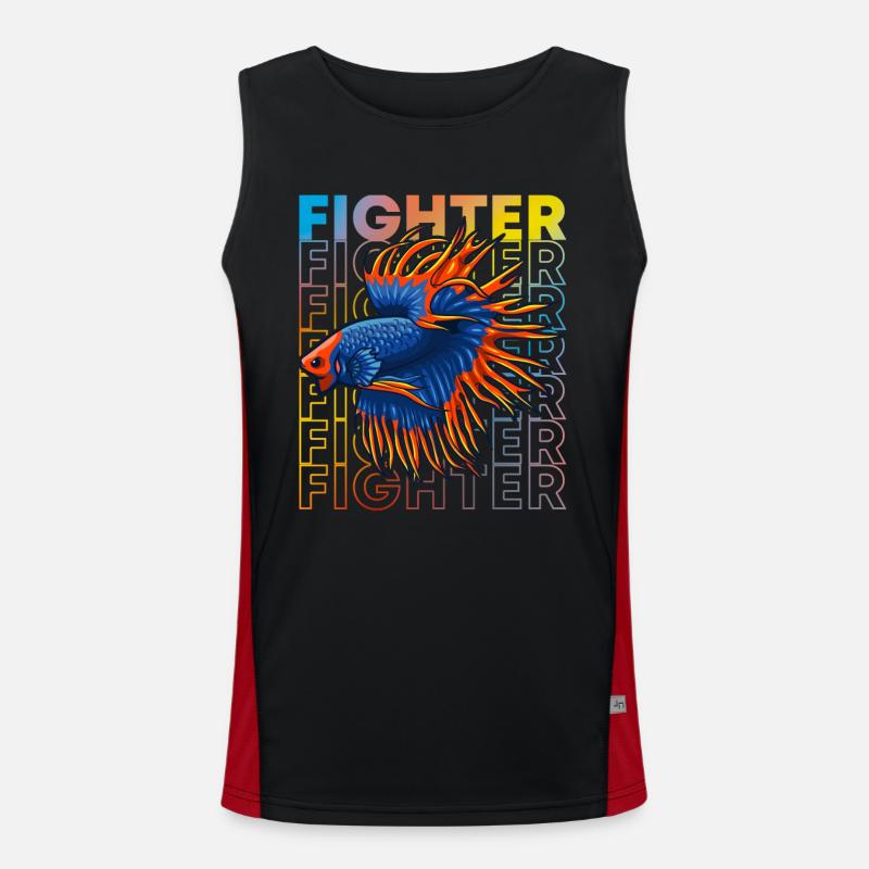 Betta Fish 80's Style Siamois Fighting Fish Débardeur respirant contrasté Homme 