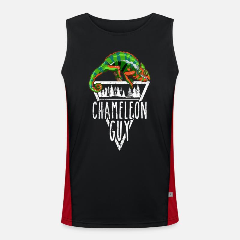 That Chameleon Guy Panther Chameleon - Men's Functional Contrast Tank Top  - black/red