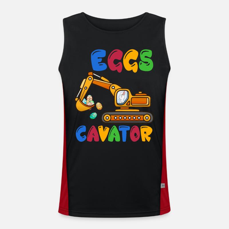 Funny EggsCavator Happy Easter Excavator Egg Kids Men's Functional Contrast Tank Top 