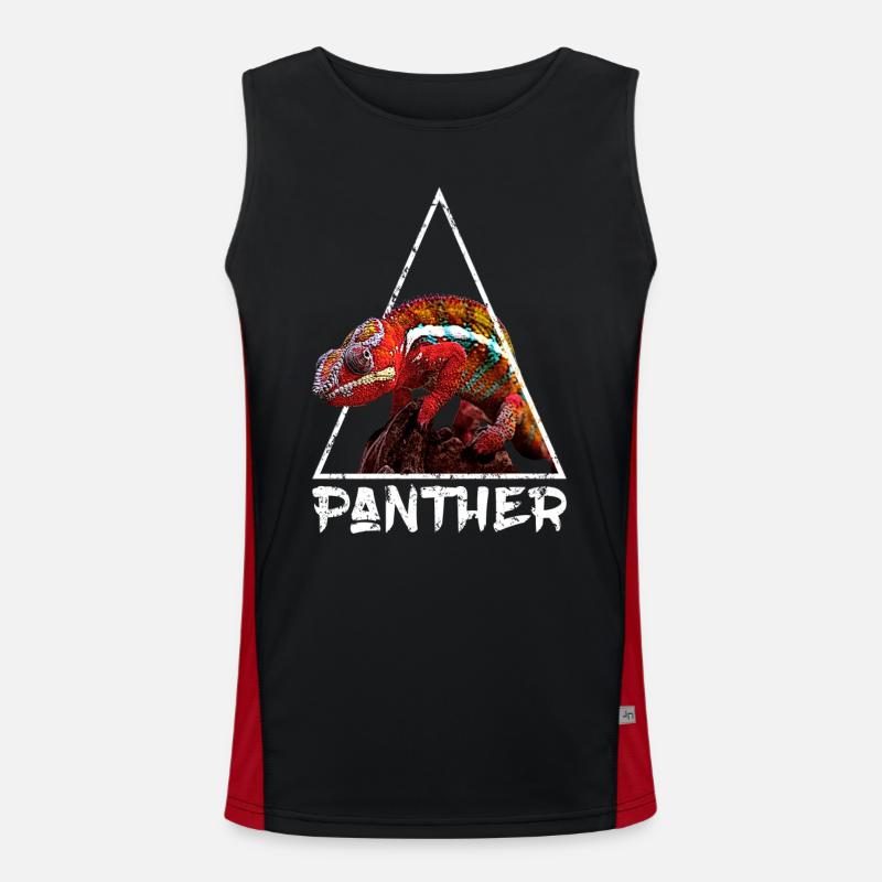 Panther Chameleon Distressed Geometric - Men's Functional Contrast Tank Top  - black/red