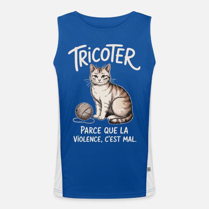 Knitting, because violence is wrong Men's Functional Contrast Tank Top 