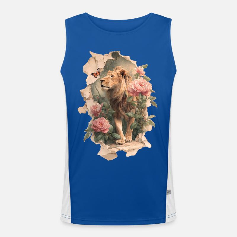Löwe mit Schmetterling Funktionelles Kontrast-Tank Top für Männer 