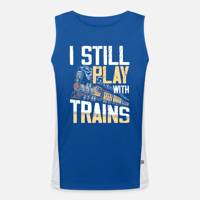 I Still Play With Trains for a train lover Men's Functional Contrast Tank Top 