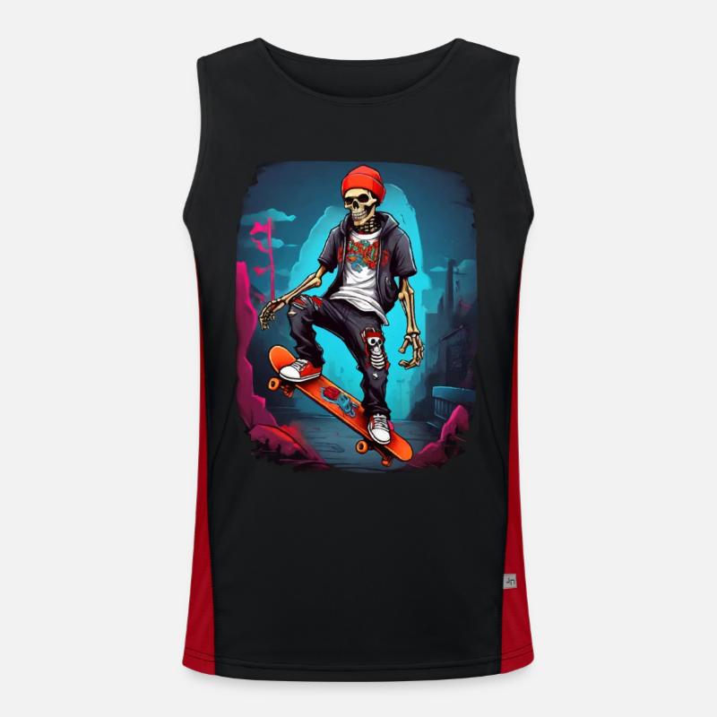 Skateboarding Skeleton Men's Functional Contrast Tank Top 