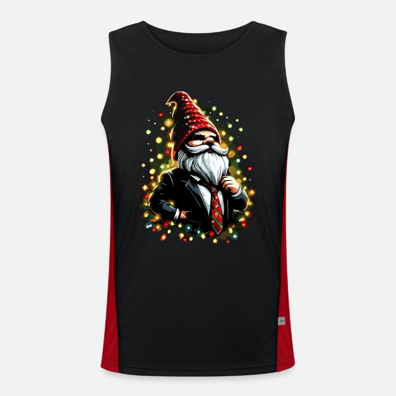 Chef gnome with fairy lights Men's Functional Contrast Tank Top 