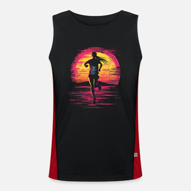 Läufermädchen Retrowave Funktionelles Kontrast-Tank Top für Männer 
