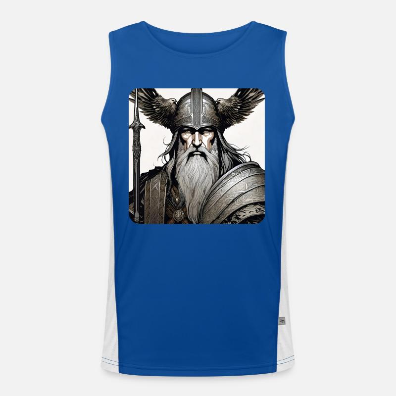 Stolzer Wikinger Odin mit Raben Helm Funktionelles Kontrast-Tank Top für Männer 