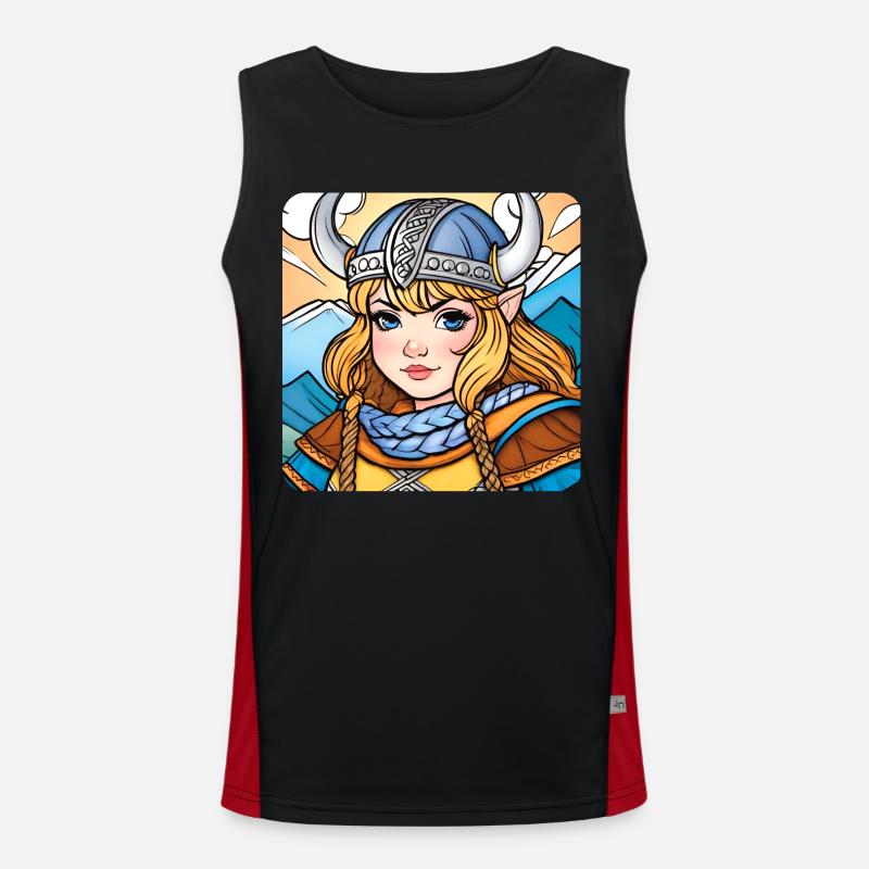 Niedliche Wikingerin Germanin Schildmaid im Comic Funktionelles Kontrast-Tank Top für Männer 