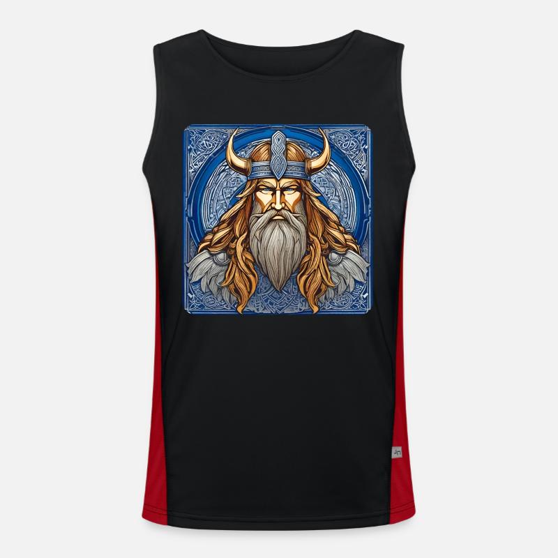 Fier Viking avec casque de cornes Débardeur respirant contrasté Homme 