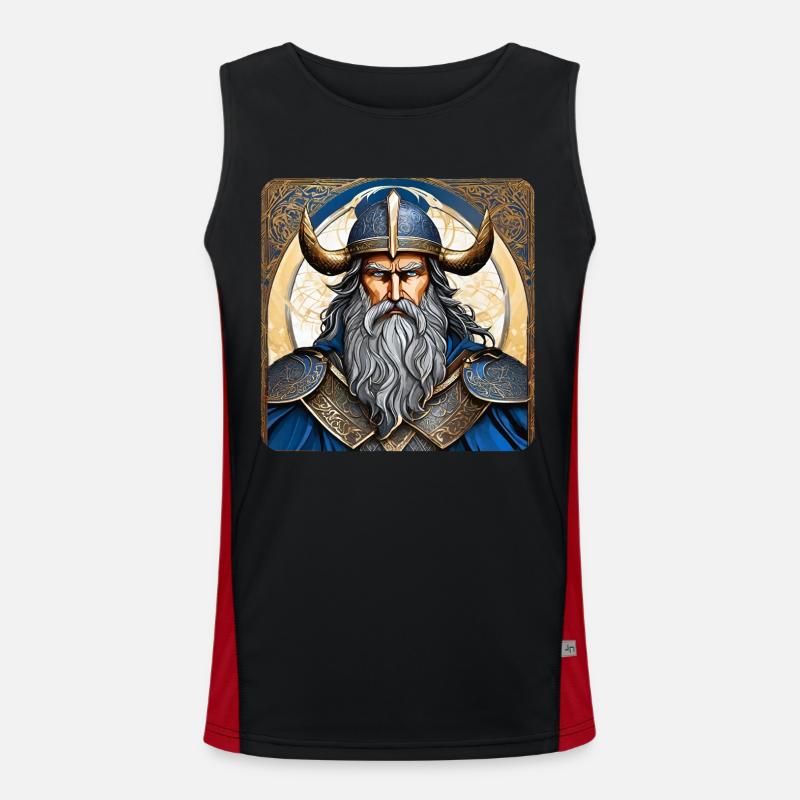 Fier Viking avec casque de cornes Débardeur respirant contrasté Homme 