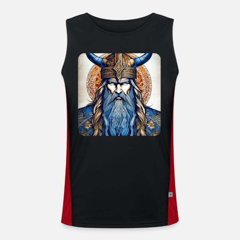 Stolzer Wikinger mit Hörner Helm Funktionelles Kontrast-Tank Top für Männer 