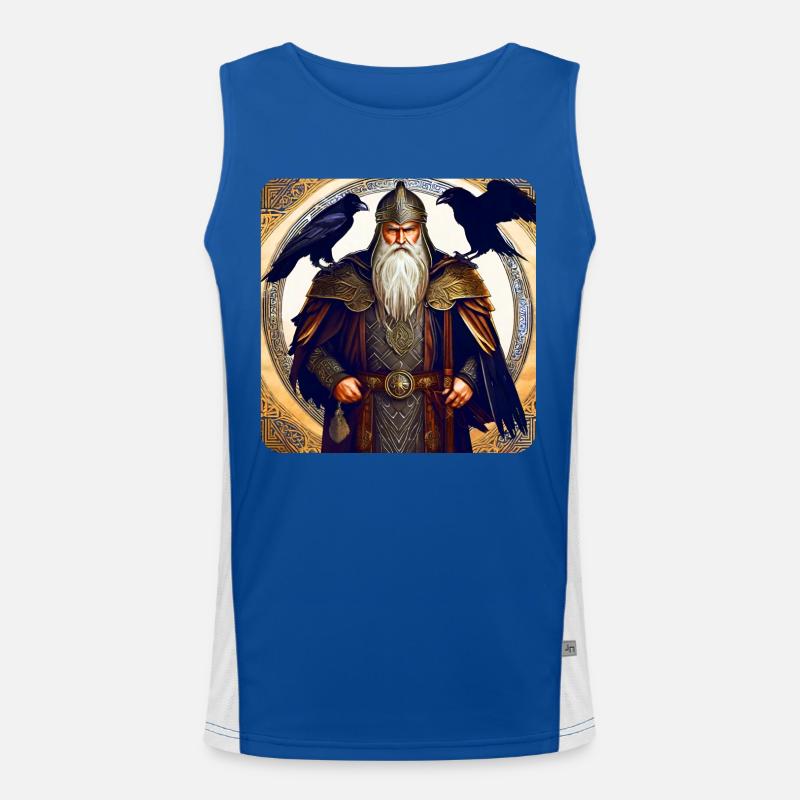 Viking Odin with ravens Men's Functional Contrast Tank Top 