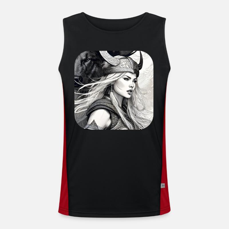 Proud Viking Germanin Shieldmaiden - Men's Functional Contrast Tank Top - black/red