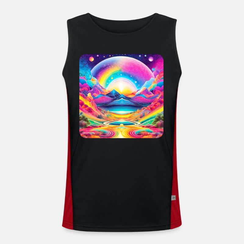 Psychedelic Motif III - Men's Functional Contrast Tank Top - black/red