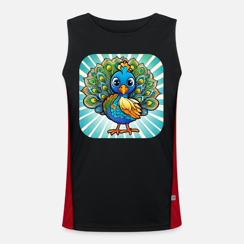 Cute Peacock I - Men's Functional Contrast Tank Top  - black/red