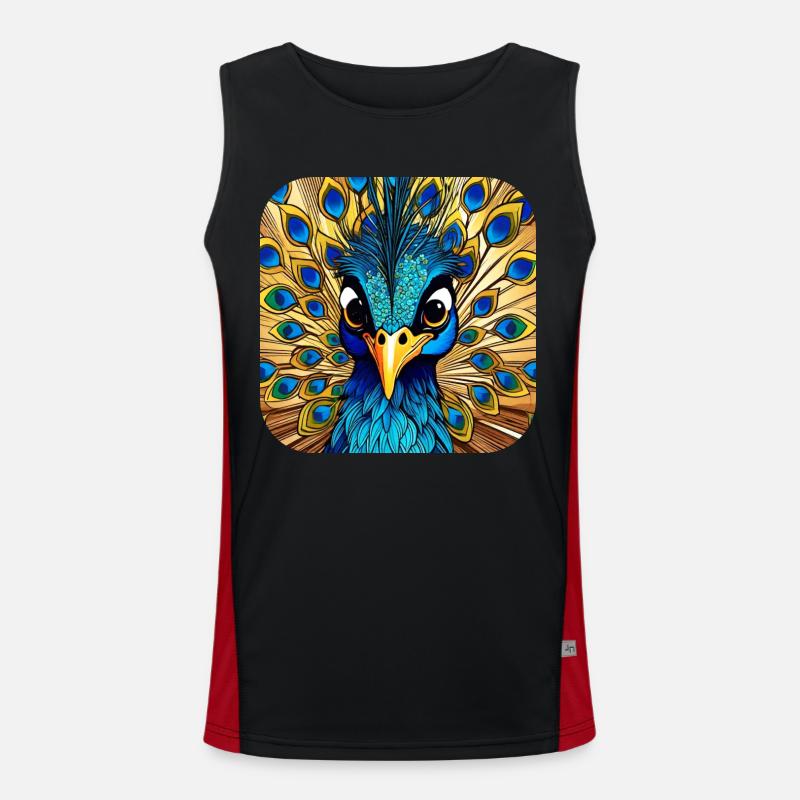 Cute Peacock II - Men's Functional Contrast Tank Top  - black/red