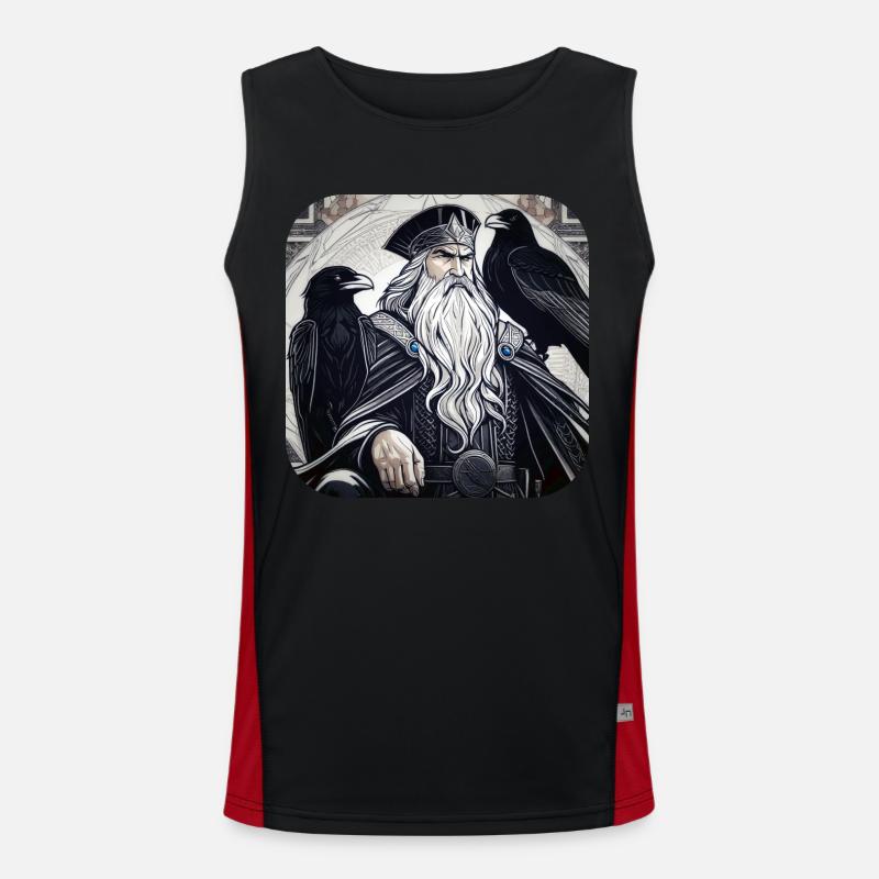 Wikinger Odin mit Raben II Funktionelles Kontrast-Tank Top für Männer 