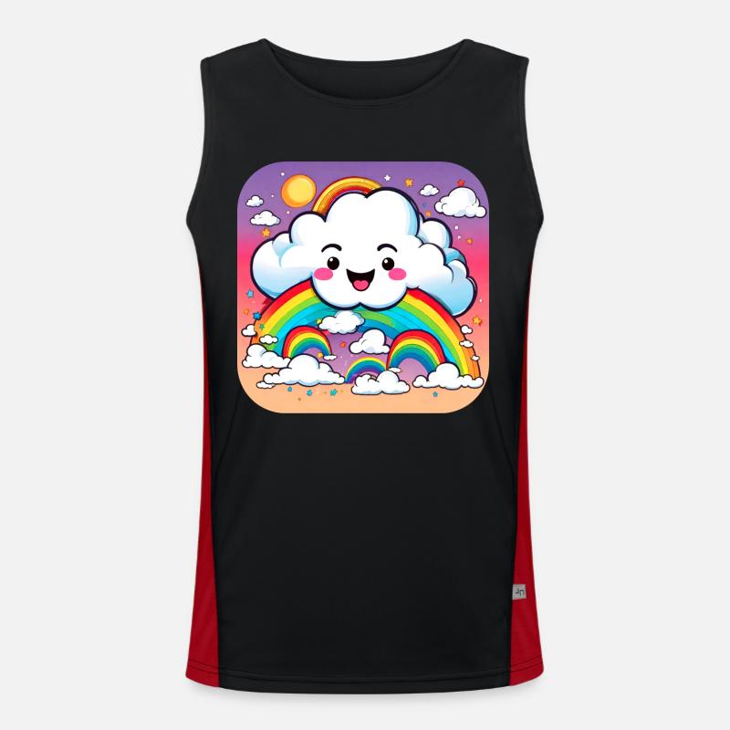 Nuage mignon avec arc-en-ciel Débardeur respirant contrasté Homme 