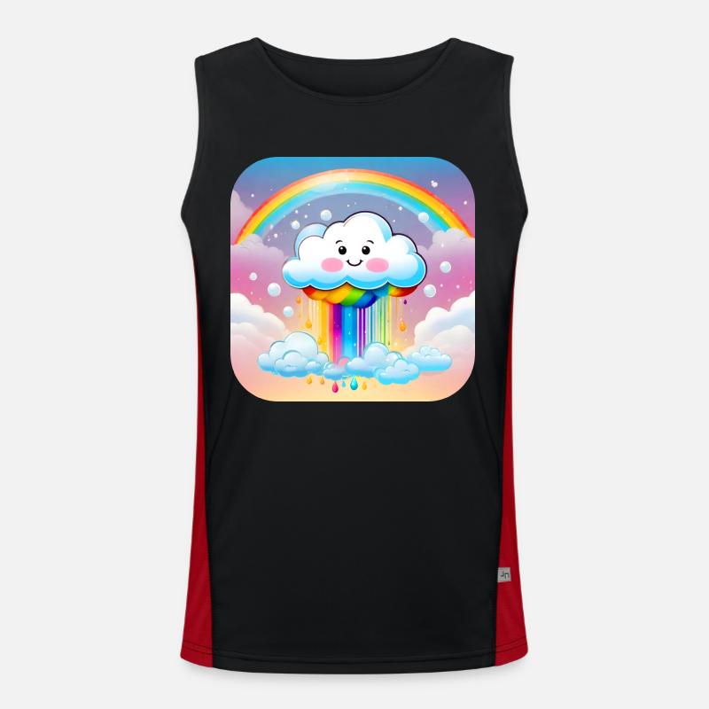 Cute Cloud Raining Rainbow Colors Men's Functional Contrast Tank Top 