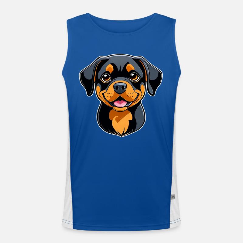 Rottweiler mignon dans un style comique Débardeur respirant contrasté Homme 