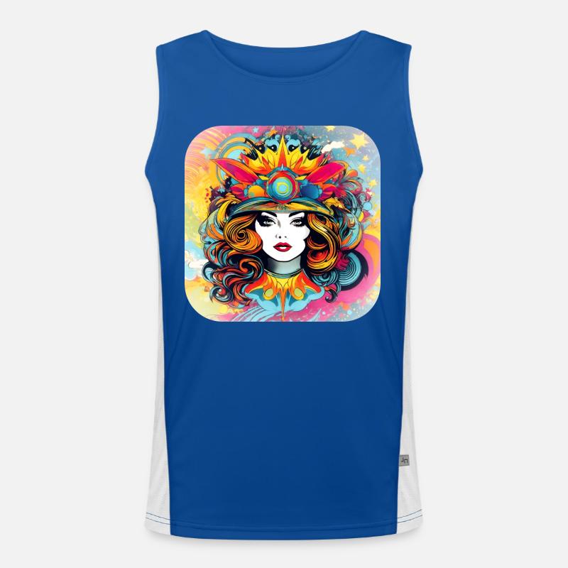 Psychedelic Motif Woman Men's Functional Contrast Tank Top 