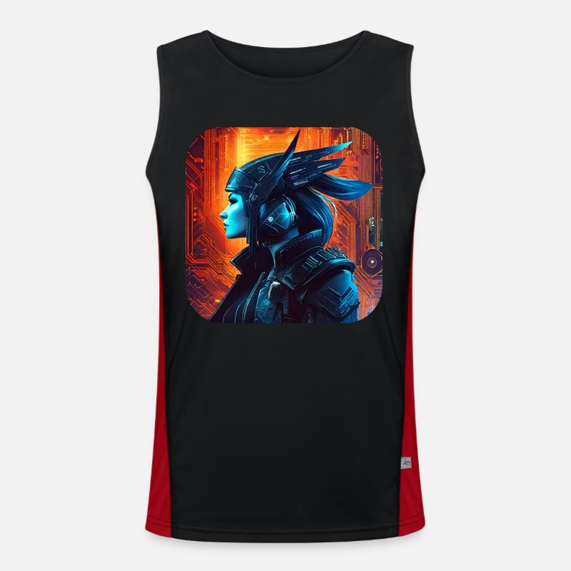 Stolze Cyberspace Wikingerin Funktionelles Kontrast-Tank Top für Männer 