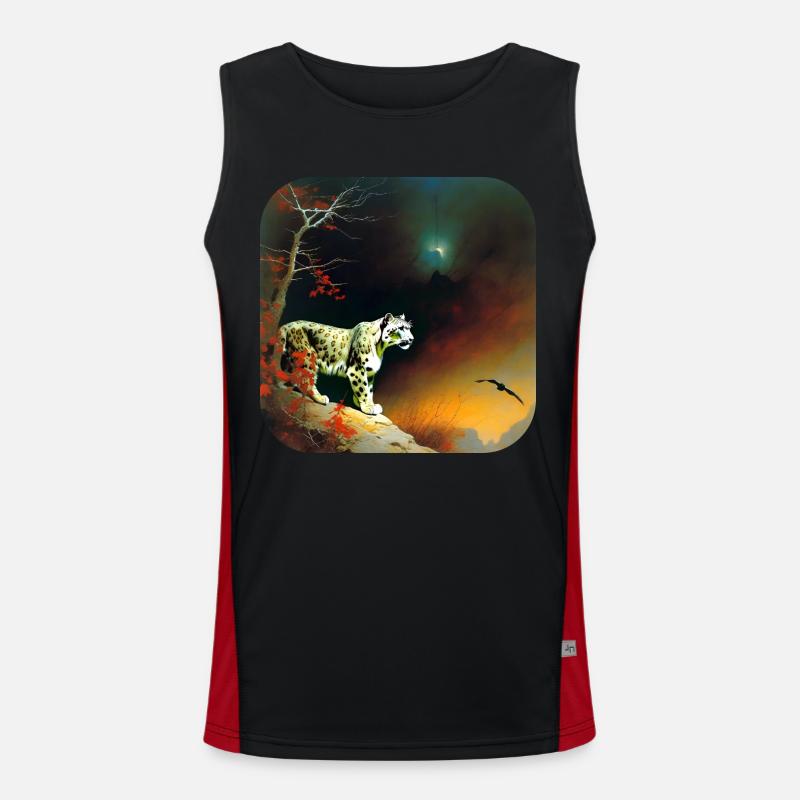 Mystical Motif Mysterious Snow Leopard Men's Functional Contrast Tank Top 